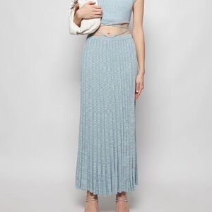CHRISTOPHER ESBER Pleated Knit Tie Skirt Ice Blue And Grey Marle